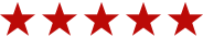 Five red stars in a row